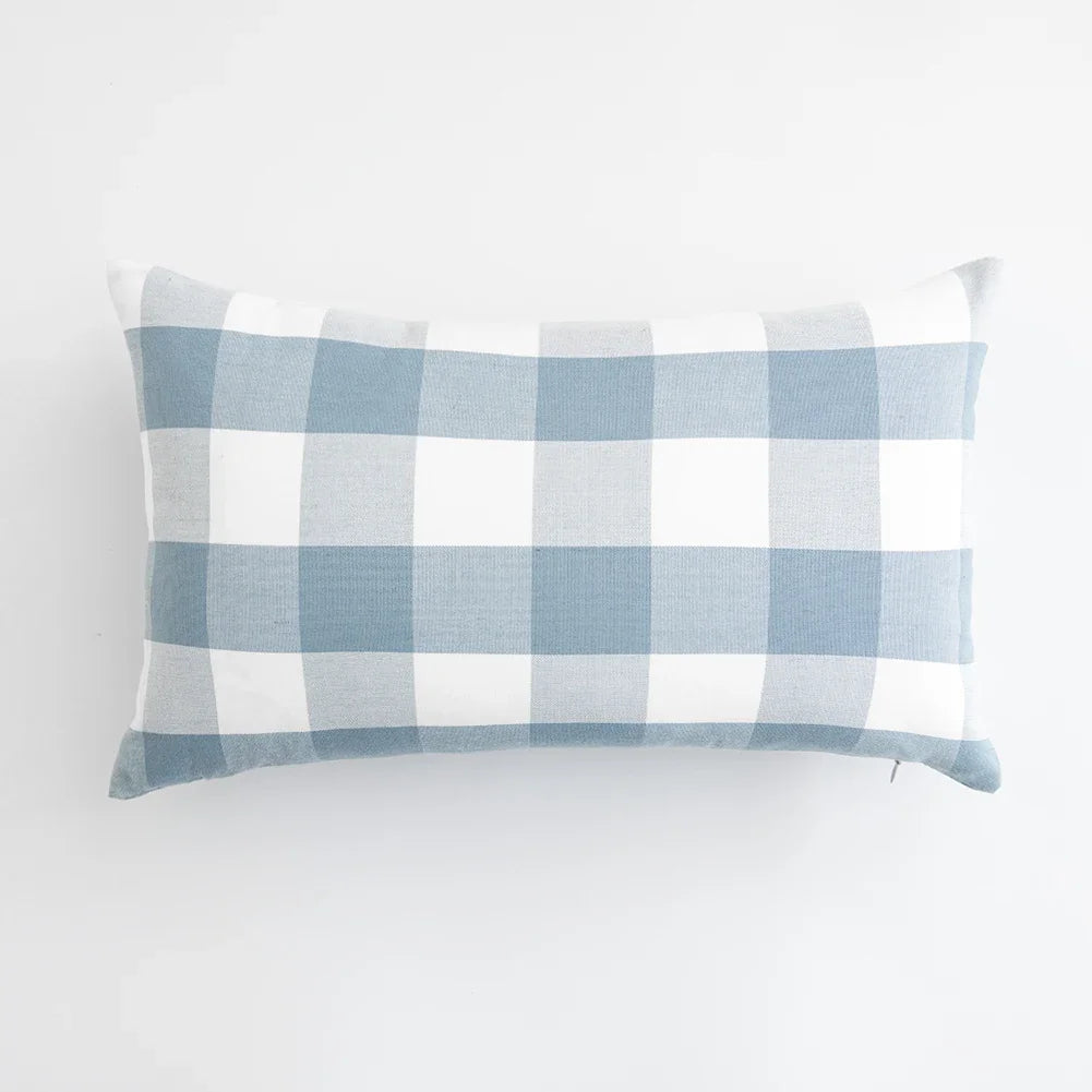 VIKAMA Housse de coussin bleu clair 1 pièce, motif écossais, pour canapé et décoration d'intérieur
