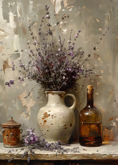 Jarrón de flores de naturaleza muerta, decoración de pared de pintura botánica vintage, jarrones antiguos vintage, impresiones estéticas, pintura de lienzo de olivo