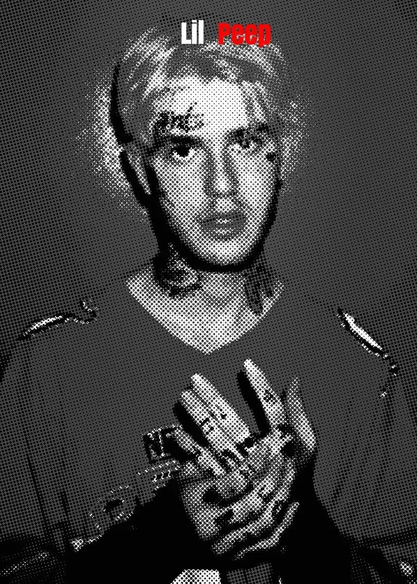 Lil Peep Retro Poster - Vintage Black & White Canvas Wall Art for Hip Hop Fans, Room Decor Aesthetic