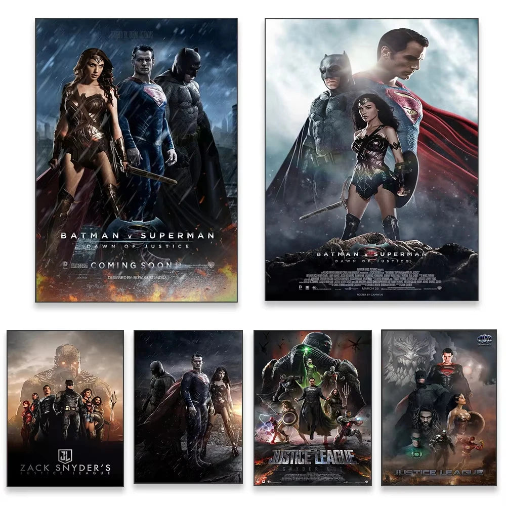 Superman et Batman Super-héros Justice League DC Film Affiches Peinture sur toile Art mural moderne pour salon Décoration intérieure