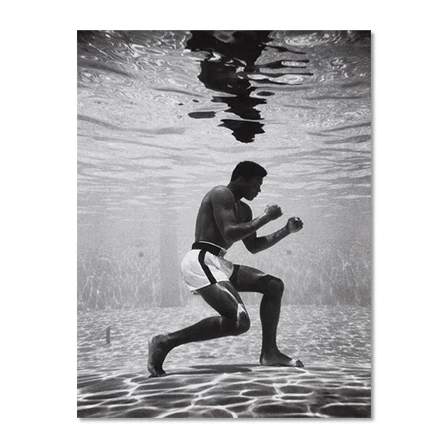 Campeón Mundial de Boxeo Ali Escena Clásica Arte de Pared Póster Boxeador Tyson Mural Decoración Moderna del Hogar Perfecto para la Decoración de la Sala de Estar