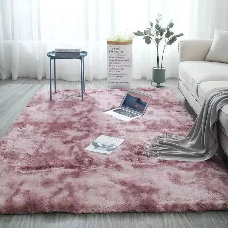 Alfombra de Lana y Seda Degradada para Mesita de Noche, Sala de Estar, Dormitorio, Antideslizante, Lavable a Máquina, No Suelta Pelo Fácilmente