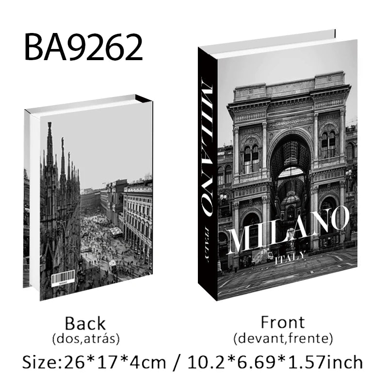 Fashion Paris Milan Luxe Fake book Decorative Books Storage Box Home Interior Decoration Coffee Table Bedroom Living Room Decor