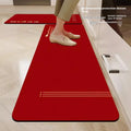 Tapis de sol de cuisine en terre de diatomées VIKAMA, nouveau tapis chinois antidérapant, résistant à la saleté, découpable, rouge, pour entrée et salle de bain