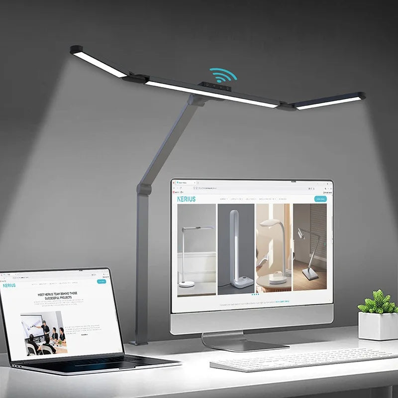Lámpara LED de escritorio con pinza, atenuación remota, 24W, ultrabrillante, para arquitectos en el hogar y la oficina, combinada con iluminación ambiental