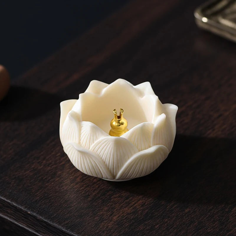 Brûleur d'encens en céramique Lotus, porte-encens en laiton en forme de gourde, porte-bâtonnets d'encens pour Yoga, méditation, Spa, décoration intérieure
