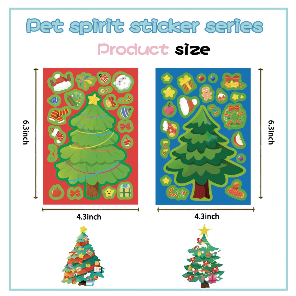8/16/24 autocollants de puzzle jouet, autocollants de père Noël à faire soi-même pour arbre de Noël, autocollants de papeterie étanches à la main