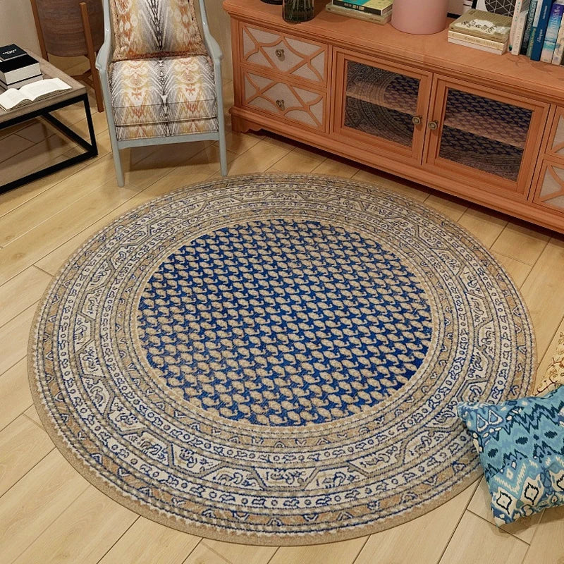 Alfombra Redonda VIKAMA Premium Étnica Vintage Persa Bohemio Sala de Estar Dormitorio Mecedora Alfombra de Suelo Decoración del Hogar