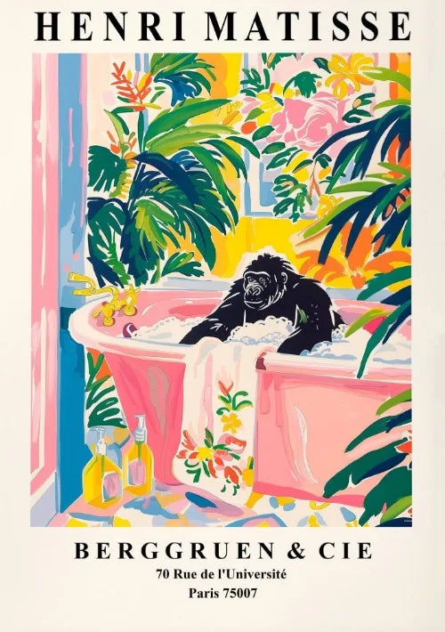 Matisse Animals in The Bathroom Poster Wild Animals Matisse Art Painting Wall Decor Colorful Wall Decoration Canvas Prints Gift