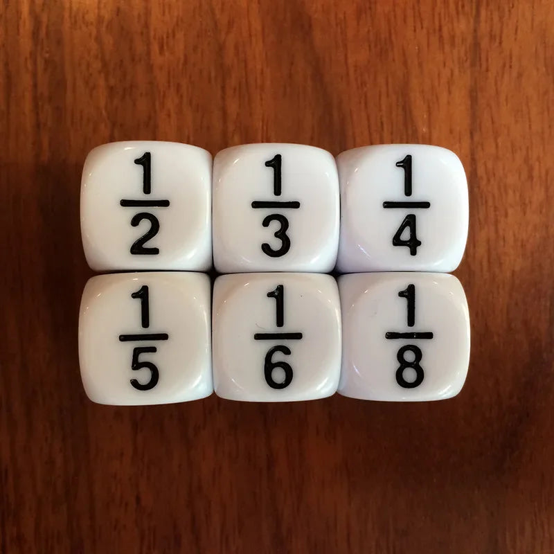 Juego de 10 dados de números fraccionarios blancos/verdes/rojos, accesorio de juego educativo, 16*16 mm