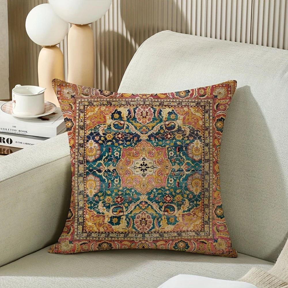 VIKAMA Funda de Almohada Bohemio Retro, Funda de Cojín Étnico Nórdico, Lavable, Cierre con Cremallera, Decoración para Sofá y Dormitorio