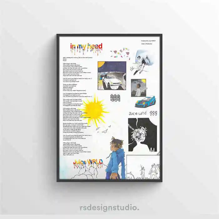 Póster de Juice WRLD Pop Hip Hop Rap Cantante Álbum de Música Portada de Bar de Asma Foto Arte HD Lienzo