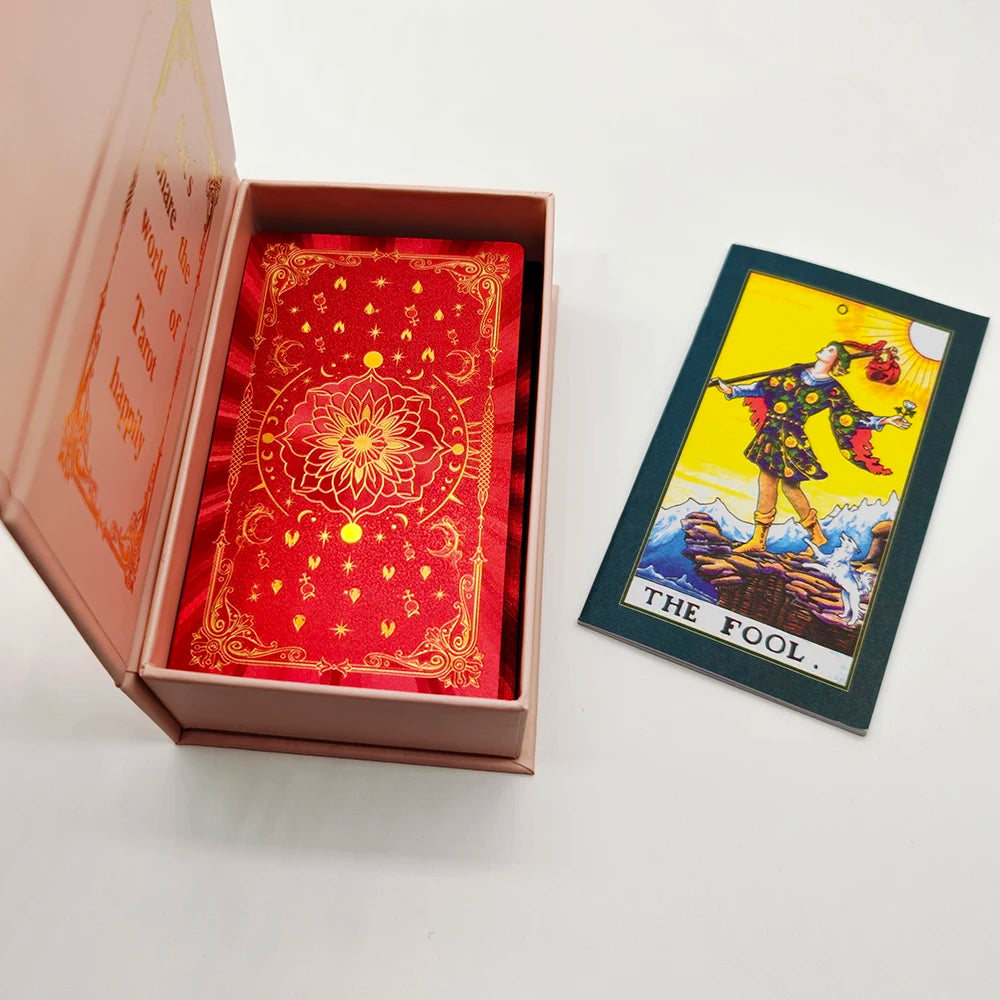 Cartes de Tarot Anglais Or Rouge pour le Travail avec Guide de Prophecy Oracle Jeu de Divination Pour Dire la Bonne Aventure Classique 78 cartes 12x7cm
