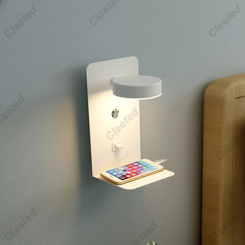 Appliques murales LED avec interrupteur et interface USB, luminaire de mode blanc noir, éclairage de couloir, luminaire d'art, Wandlamp