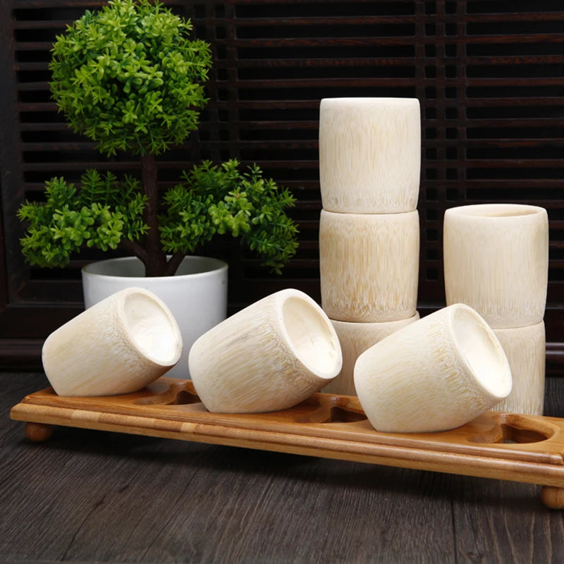 1PCS Taza de Té de Bambú Natural, Taza de Agua de Madera China, Taza de Sake Japonesa, Taza de Cerveza, Café, Jugo, Hecha a Mano