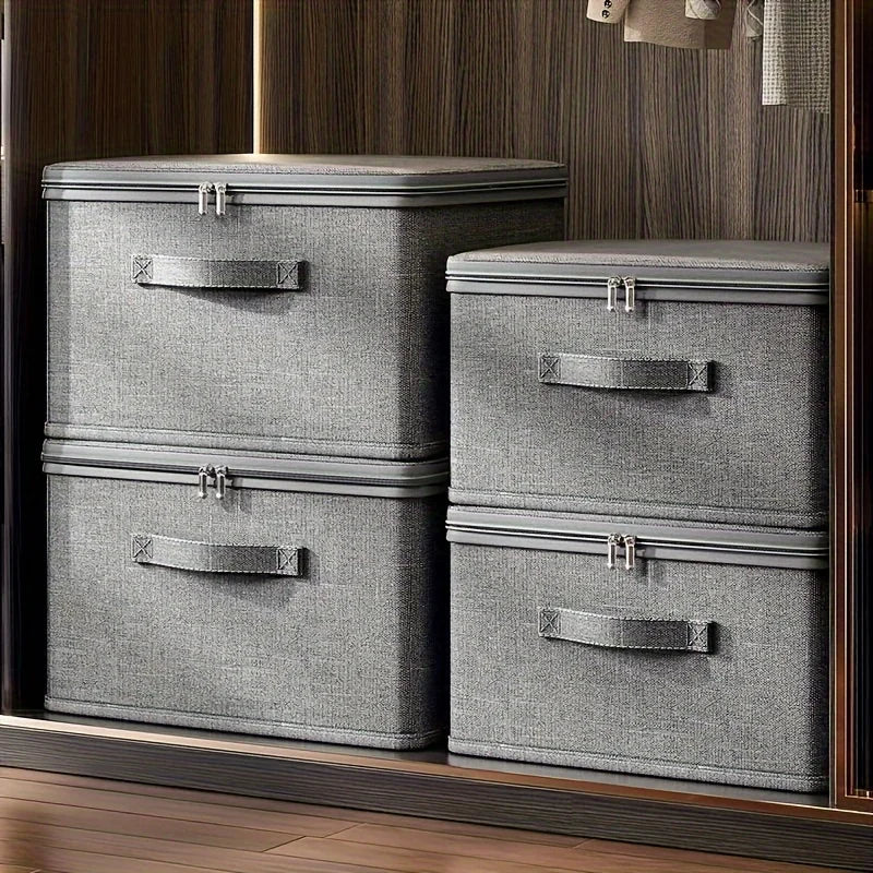 Caja de almacenamiento plegable multifuncional con cubierta de tela, caja de almacenamiento de edredones de gran capacidad, caja de almacenamiento de sujetadores, organizador de ropa interior