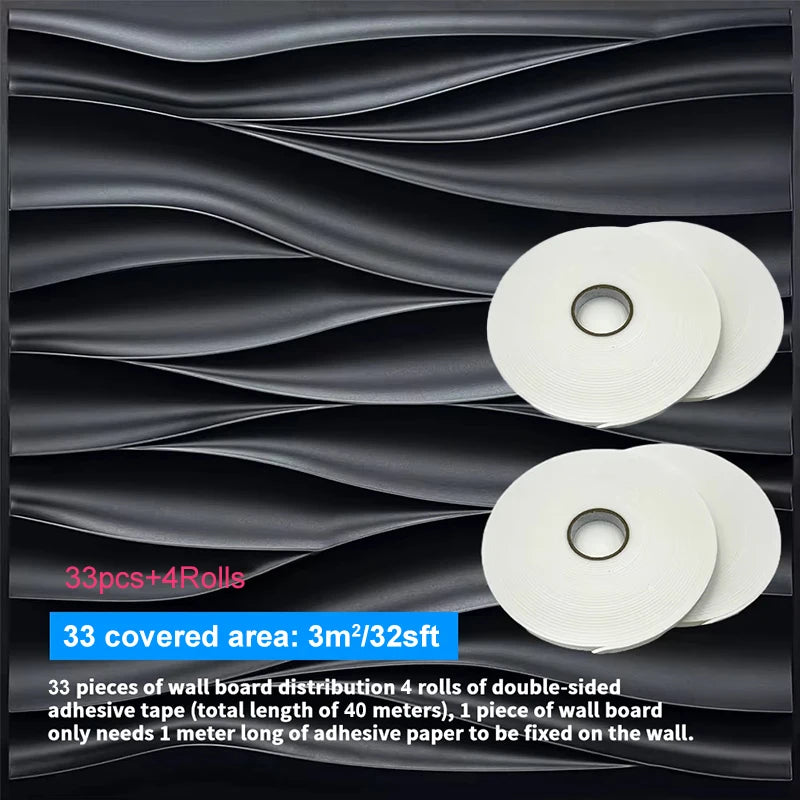 Paneles de pared de onda tridimensionales de 30x30 cm, decoración de pared interior, papel tapiz pintable, paneles de revestimiento de pared 3D para sala de estar