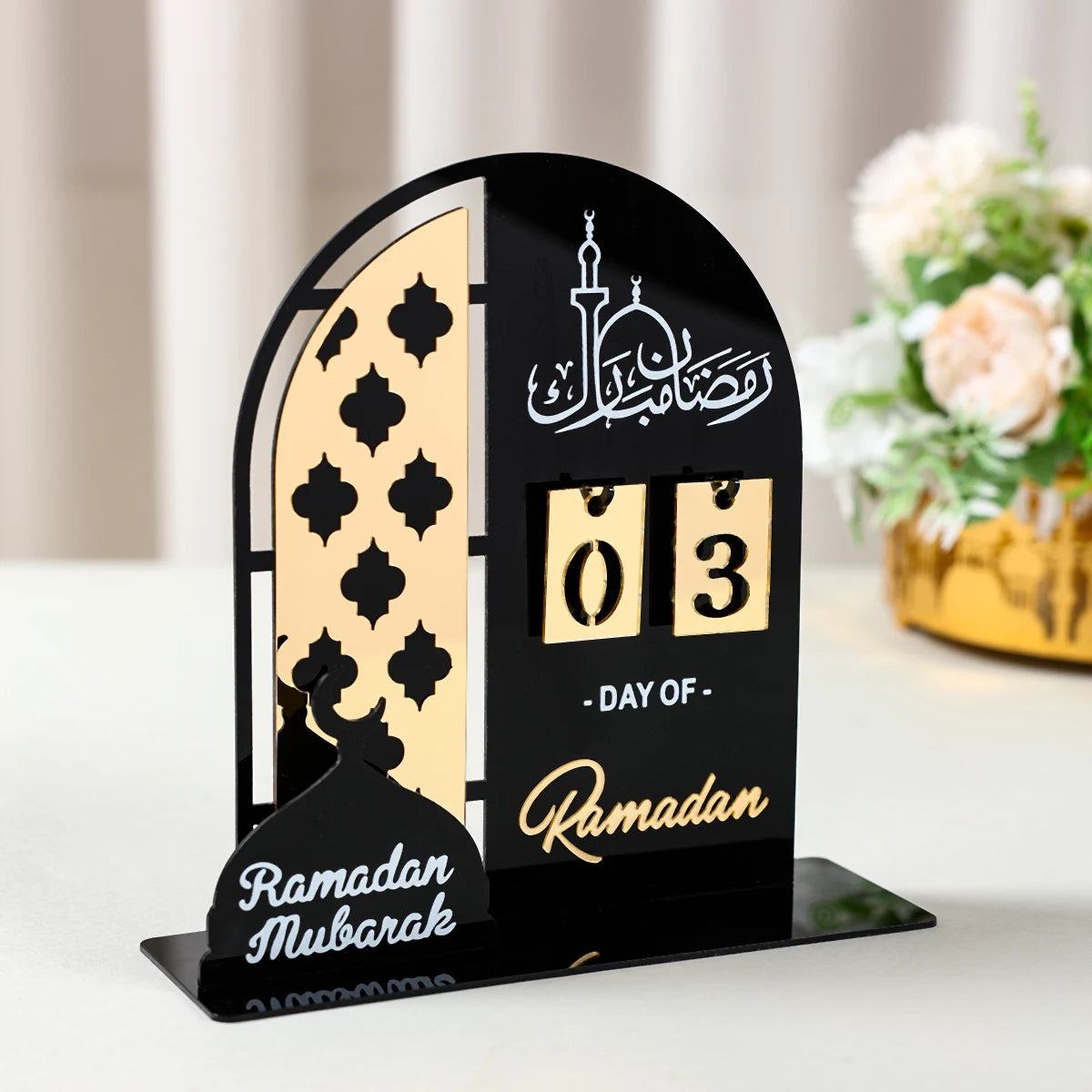 Calendrier de l'Avent Ramadan en Acrylique Ornements Cadeaux Aïd Moubarak Décoration Ramadan Pour la Maison 2025 Fournitures de Fête Musulmane Islam Kareem
