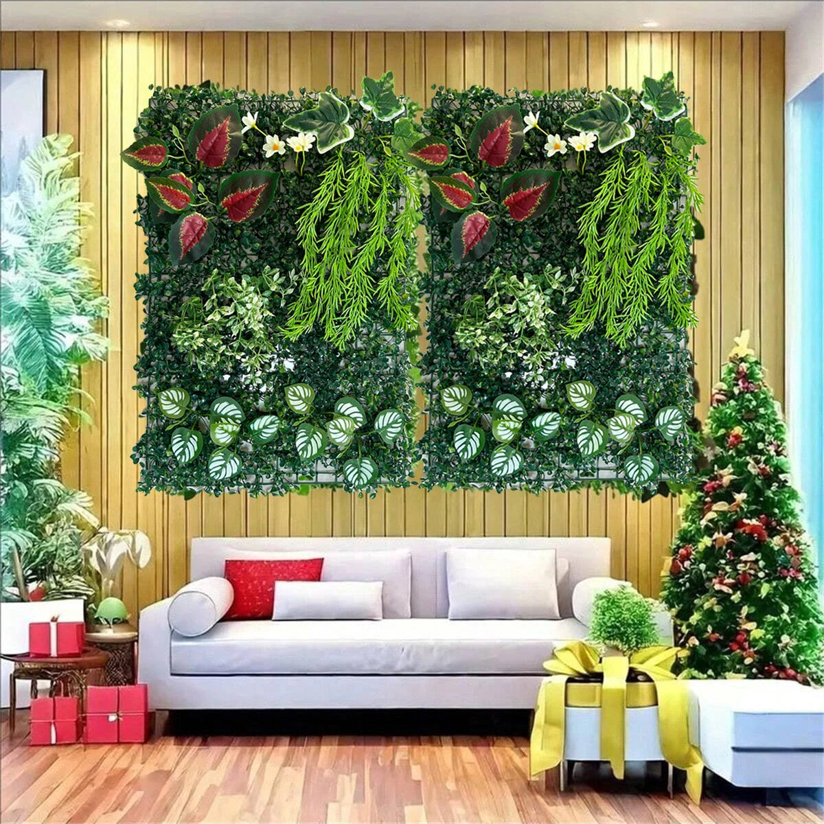 Artificial Ivy & Fern Leaf Wall Panel Plastic Greenery Backdrop for Weddings Parties Events Outdoor/Indoor Decor Party Backdrop