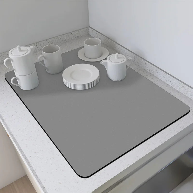 Alfombrilla de encimera de cocina de color sólido de estilo simple VIKAMA, almohadilla de secado de platos que absorbe el agua, almohadilla para cafetera, decoración del hogar