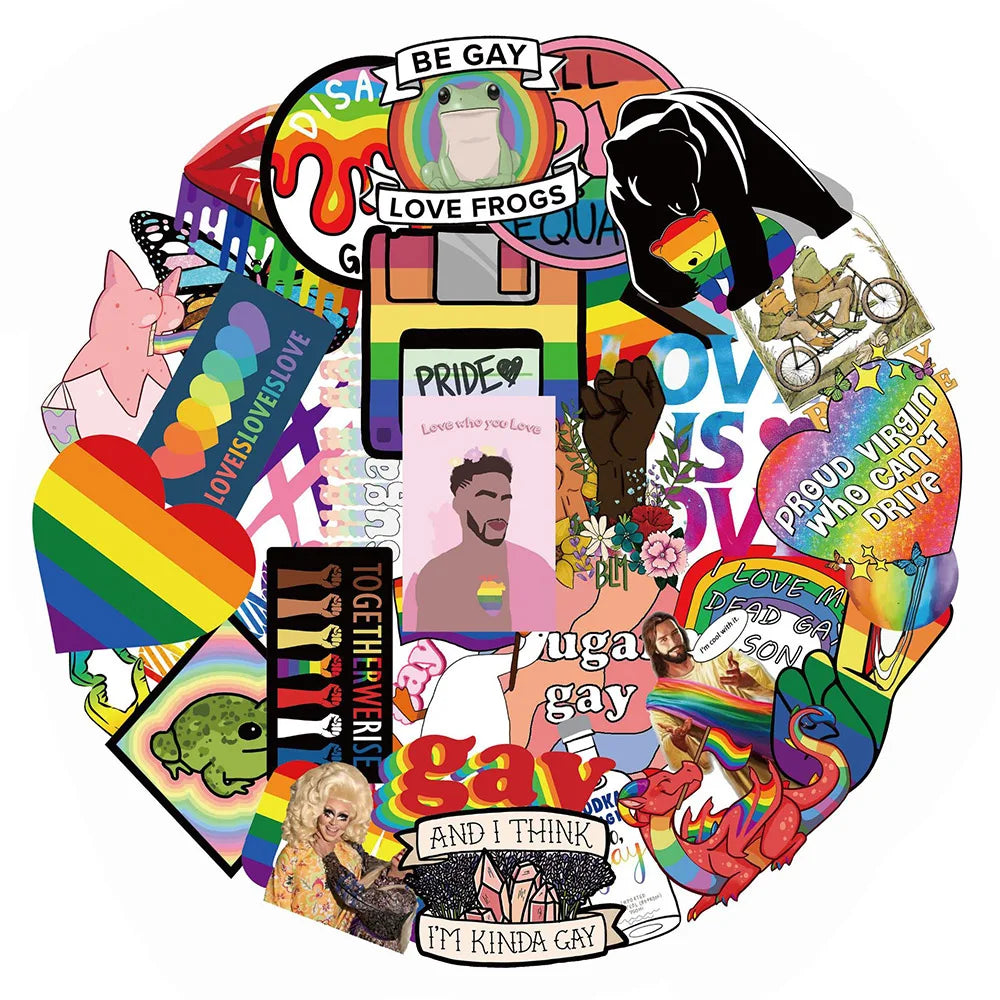 10/30/50pcs Pegatinas de graffiti geniales del arcoíris divertidas LGBT Gay Pride para equipaje, laptop, teléfono, bicicleta, coche, guitarra, calcomanías impermeables