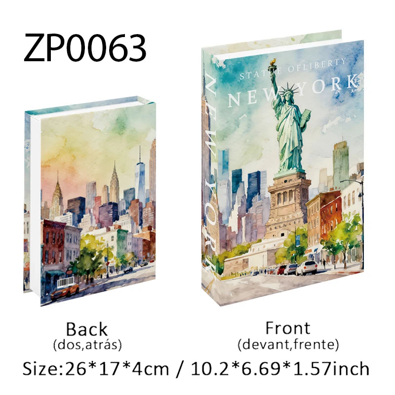 Paris Rome Dubai Luxury Decorative Books Interior Decoration Fake Book Storage Box Coffee Table Bedroom Ornaments Home Decor