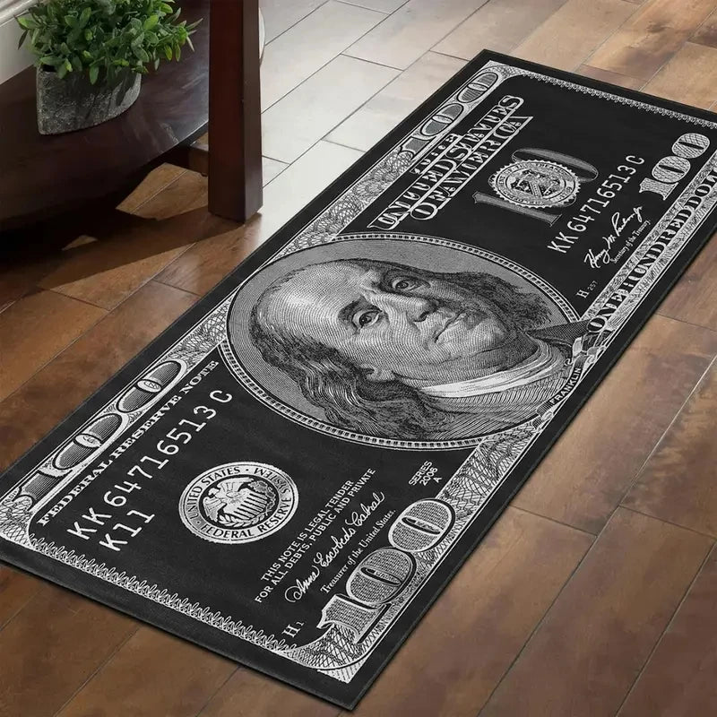 Tapis rayé créatif VIKAMA Dollar, décoration intérieure durable et facile à nettoyer, tapis de sol décoratif pour chambre et salon
