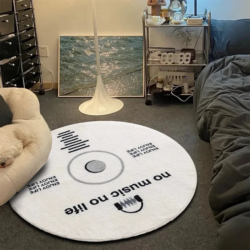 Alfombra VIKAMA para CD de música, alfombra redonda para silla de juegos, alfombrilla de suelo para habitación, sala de estar decorada, salón, alfombra antideslizante de gran superficie