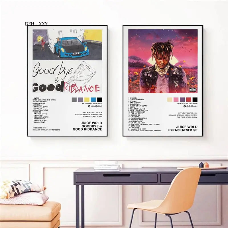 Póster de portadas de álbumes de música, regalos de Juice Wrld, Tyler, rapero de Hip Hop, cantante, portadas de álbumes, pintura en lienzo, imágenes de arte de pared, decoración de habitación