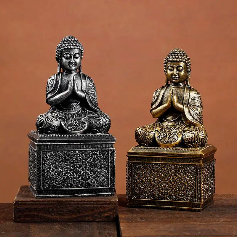 Statue Bouddha Éléphant Thaïlande Bouddha Résine Figurines Bouddhisme Fengshui Hindou Bouddha Assis Figurine Décoration Maison Salon Cadeau