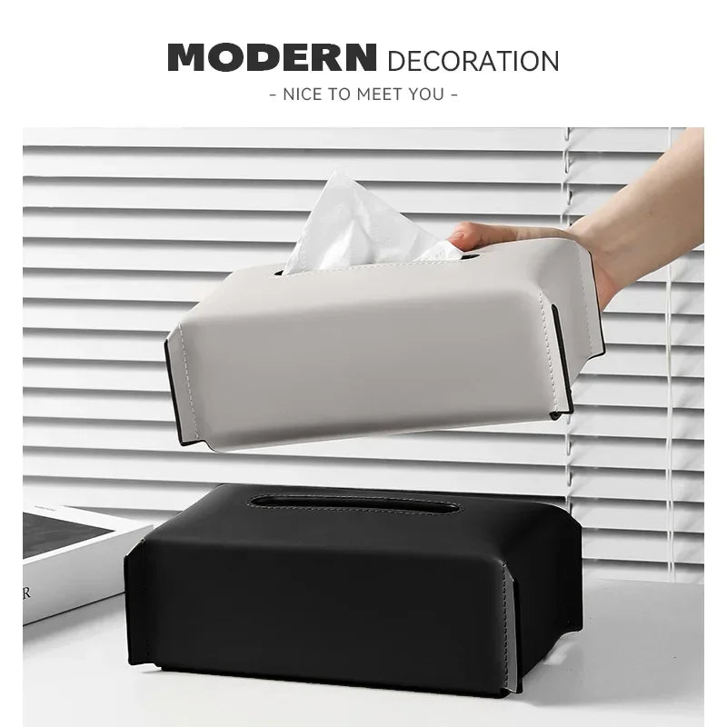 Nouvelle boîte à mouchoirs en cuir tressé, étui à serviettes de luxe, couvercle en papier, support de mouchoirs de voiture, décoration de table de maison et de bureau