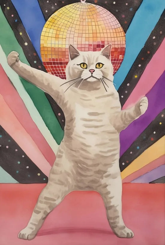 Póster divertido vintage de gatos y perros, arte de pared retro de moda, lienzo impreso, póster divertido de gatos retro, decoración de pared funky