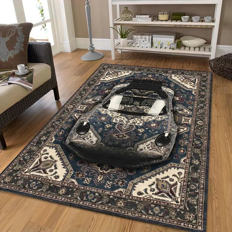 Tapis persan à illusion d'optique 3D, motif incrusté pour voiture, décoration d'intérieur, tapis de sol pour salon, chambre à coucher, couloir