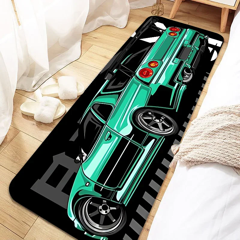 VIKAMA Alfombra Cool Racing Antideslizante Suave para Dormitorio Mesita de Noche Alfombras de Ventana Mantas Pasillo Alfombrillas de Piso Decoración del Hogar
