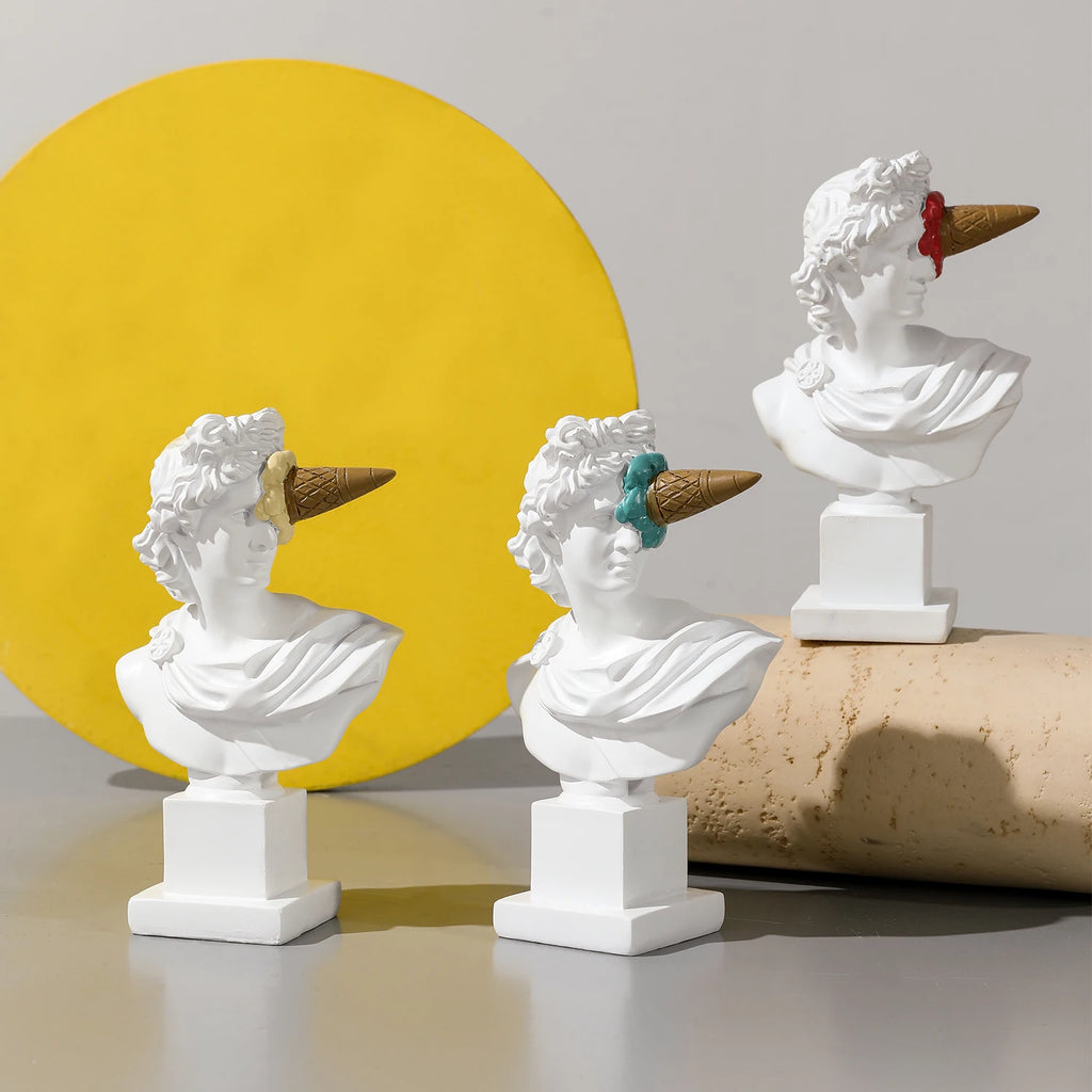 Escultura de Apolo, decoración de escritorio para el hogar, busto de resina con retrato, estatua griega de Apolo con helado creativo para sala de estar, mesa decorativa