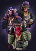 Tres monos con swag, pósteres e impresiones en lienzo, pinturas de moda de monos de hip hop para pared, arte, cuadros de animales, decoración de habitación