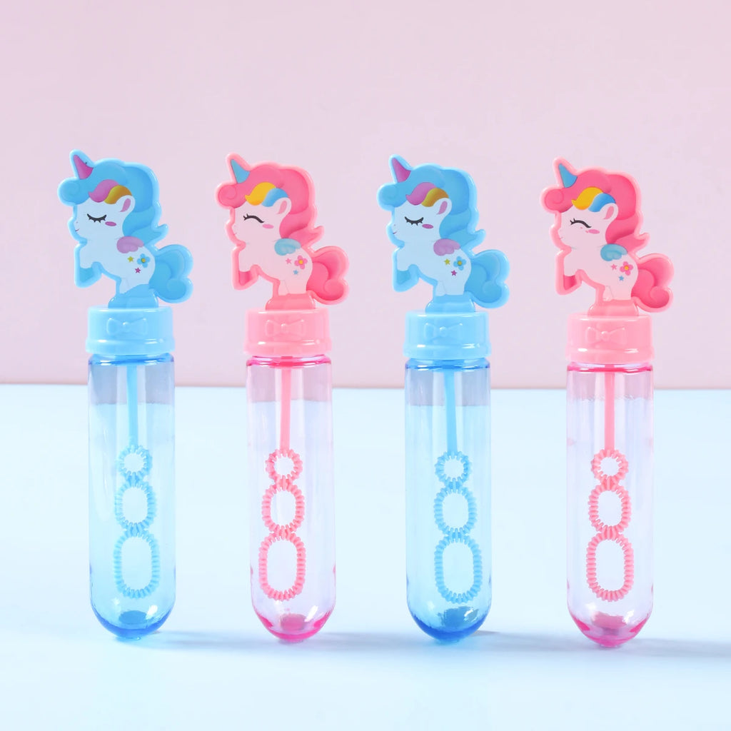 Botella de jabón de burbujas de unicornio azul y rosa, decoración de fiesta de cumpleaños de unicornio, juguetes de recuerdo para niños, regalos para invitados, baby shower