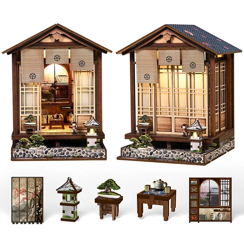 Nouvelle lampe à mousse et serre-livre en bois DIY 3D - Puzzle de maison miniature à assembler à la main, décoration d'intérieur, Noël, Black Friday