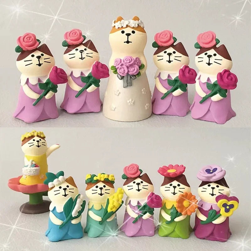 Mignonne figurine de mariage en résine "Zakka" Chat mariée, poussette de bébé, miniatures, modèle, décorations de gâteau, artisanat, accessoires de bureau