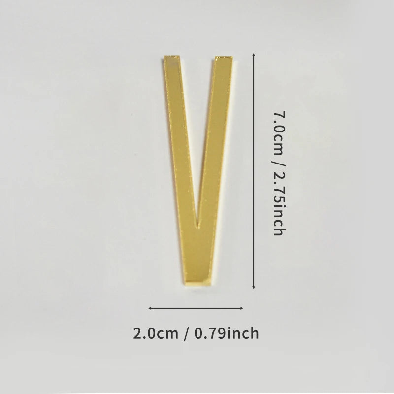 Golden Self Adhesive House Number Metal English Alphabet Letters for Apartment Room Door Plate Table Mailbox Number Stickers 7cm