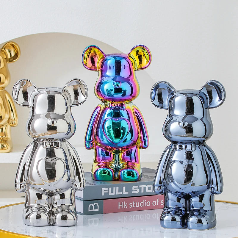 17/27/cm Estatua de cerámica de oso de ladrillo estético, figura de acción, esculturas de osito de peluche, adorno para la decoración del hogar, artesanías