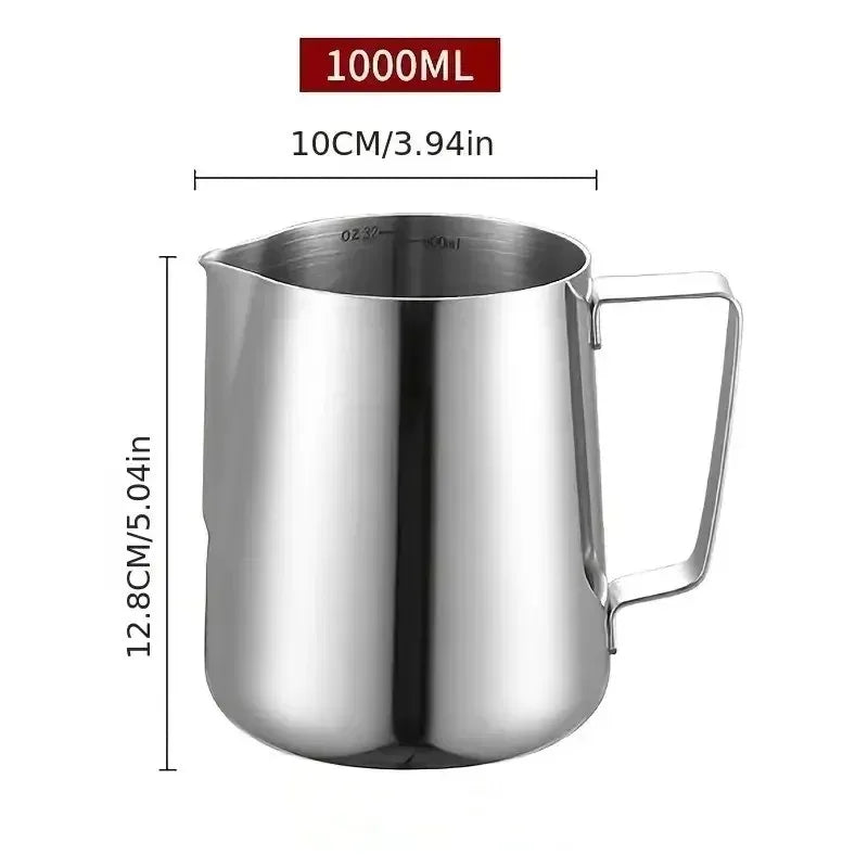 Jarra de leche de acero inoxidable con escala Lahua de 350/600/1000 ml, jarra de leche artesanal para espumar café con leche, jarra para arte, jarra, taza