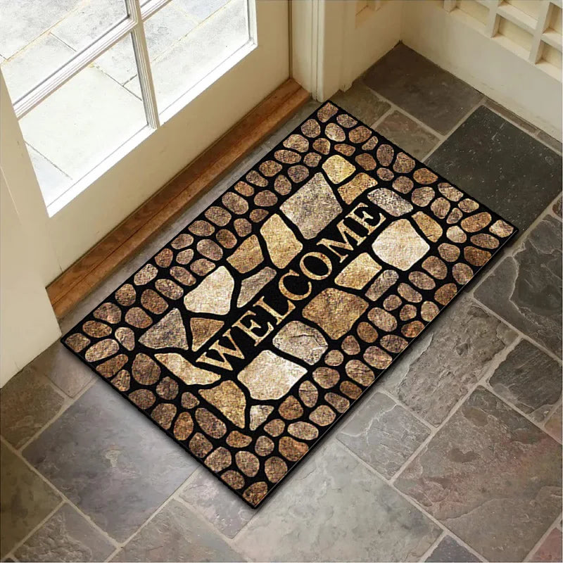 VIKAMA Alfombrilla de terciopelo de cristal para suelo, con vetas de madera de piedra, para entrada, felpudo antideslizante, alfombra pequeña de decoración para el hogar de 40x60cm