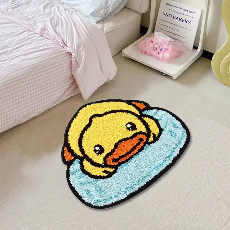 VIKAMA Alfombra de pato de dibujos animados para baño, antideslizante, absorbente, alfombra de pie, dormitorio, cama, suave, cómoda, alfombra de pie, decoración del hogar