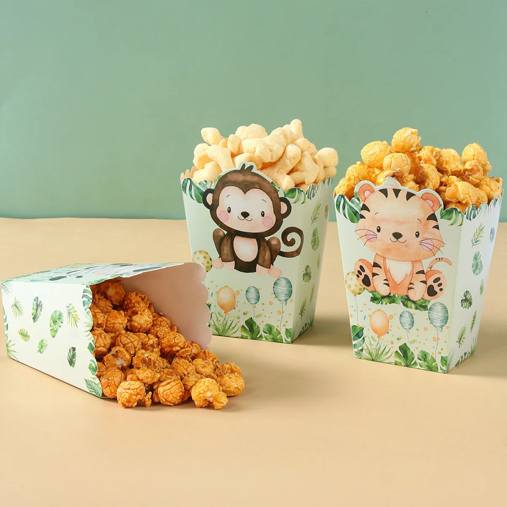 Cajas de Palomitas de Maíz Fiesta Safari en la Jungla, Cajas de Caramelos, Decoración de Fiesta de Animales de la Jungla, Baby Shower, Decoraciones de Cumpleaños para Niños