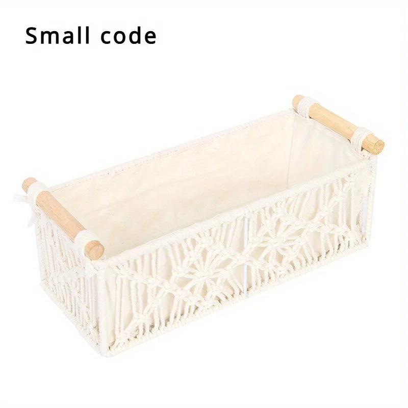 Hand Woven Storage Basket, Grid Designed Desktop Sorting Basket, Miscellaneous Storage Basket, Dirty Clothes Basket