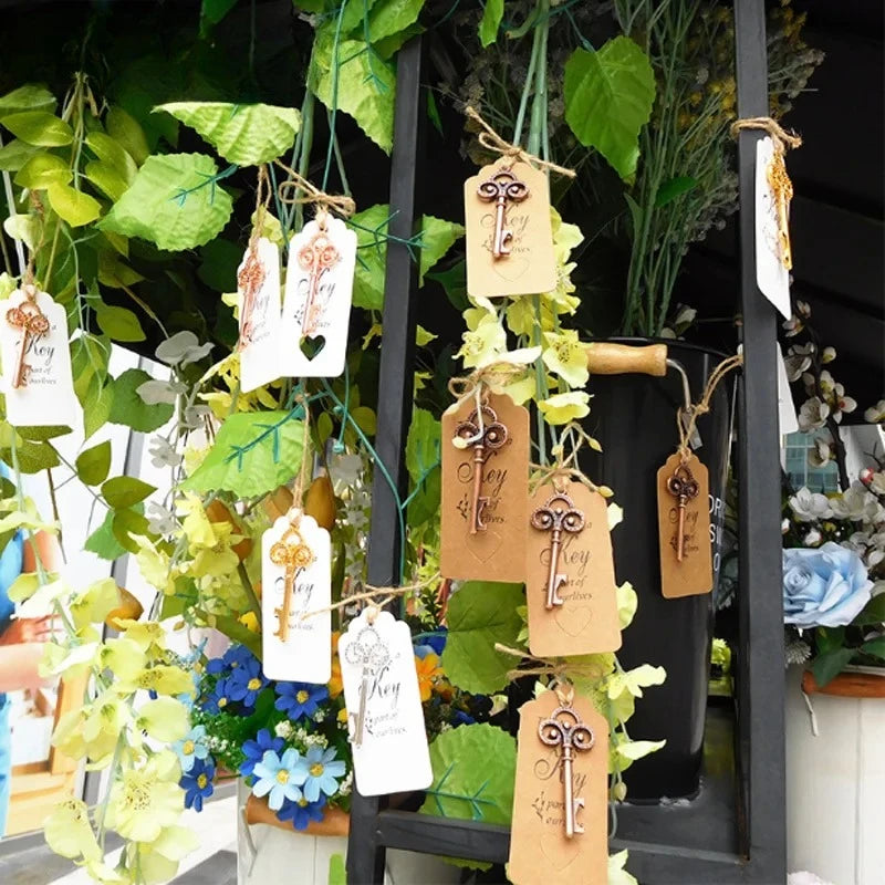 Abrebotellas de Llave Esqueleto Grande de 8cm, 50 Piezas/Juego, con Tarjeta y Cordel, Adecuado para Regalo de Boda, Regalos para Fiesta de Baby Shower