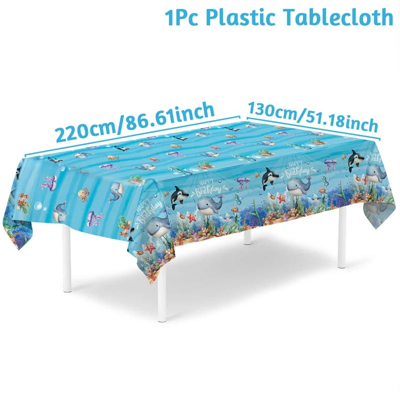 Decoración de fiesta de cumpleaños con temática del océano de verano bajo el mar, fondo para niños y niñas, linda decoración de delfines y estrellas de mar, accesorios para pancartas de eventos.