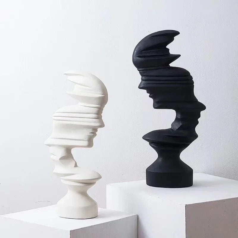 25cm Decoración de Hogar Estilo Moderno Escultura Abstracta de Rostro Humano Estatua Adorno Interior Habitación Sala Oficina Decoración Artesanía Regalo