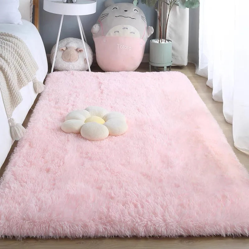 Alfombra de seda y lana VIKAMA para dormitorio, sala de estar, estilo nórdico, tapetes para el hogar, decoración del hogar